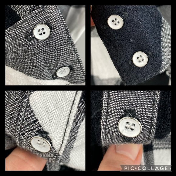 Bella Dahl XS Plaid Collared Button Up Front & Back Hi-Lo Fringe Hem Top - Picture 10 of 12